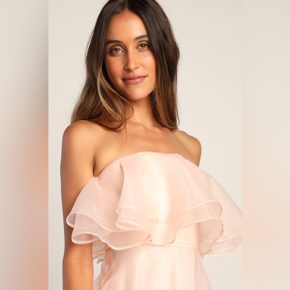 NWOT Lulus Sweet Passion Light Pink‎ Organza Maxi Dress - Picture 4 of 10
